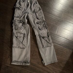 Fashion Nova Women's Charcoal Cargo Jeans